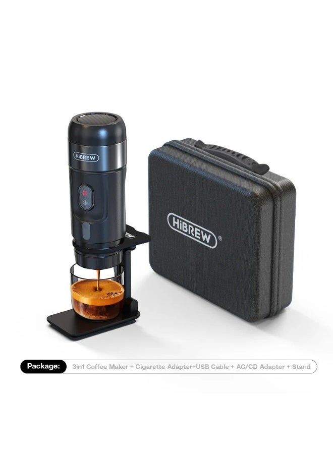 هيبرو ماكينة قهوة محمولة للسيارة HiBREW H4A 3 في 1 تعمل بجهد 12 فولت تيار مستمر، ماكينة إسبريسو لقهوة نسبريسو ودولتشي غوستو والقهوة المطحونة - Image 4